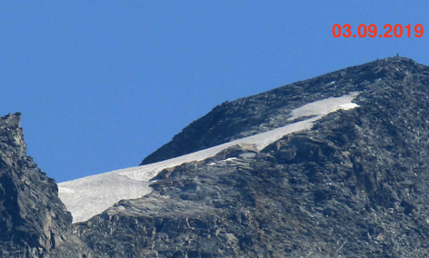 Gletscherschmelze in der Schweiz. Corvatsch GR, Schweiz 2019. Ein Beitrag der ANISA, Verein für alpine Forschung